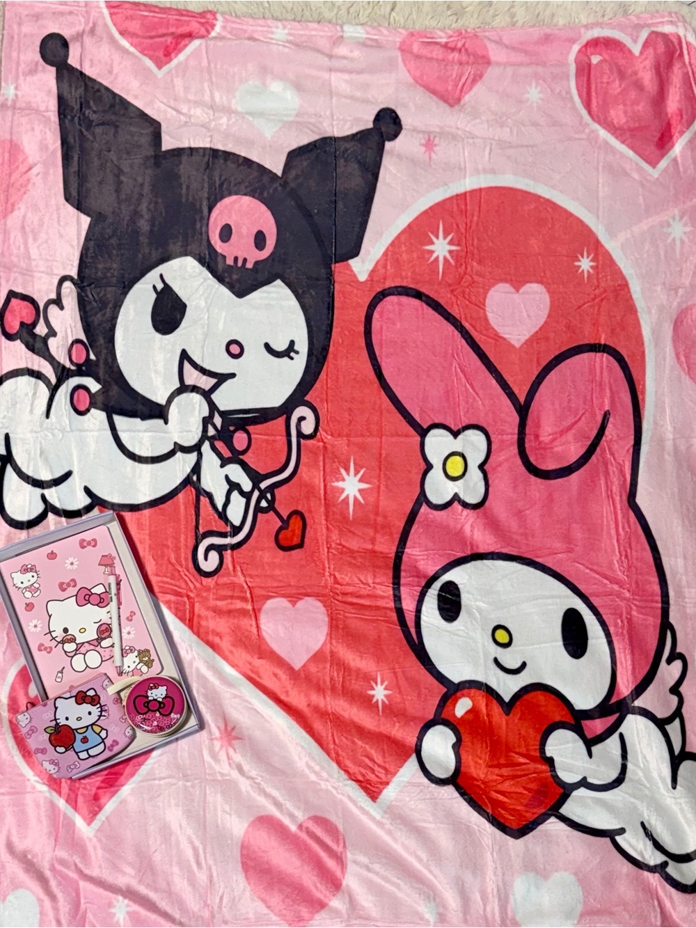 Bundle~ My Melody & Kuromi Throw Blanket with Notebook, Pen, 2 Coin Purses-NWOT